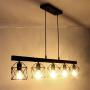 Unitary Brand Antique Black Metal Long Kitchen Island Lighting with 5 E26 Bulb Sockets 200W Painted Finish