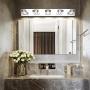 SOLFART 5 Lights 31.5 Inches Modern Glass Stainless Steel Vanity Light Over Mirror Long Bathroom Lighting Fixtures LED Vanity Light