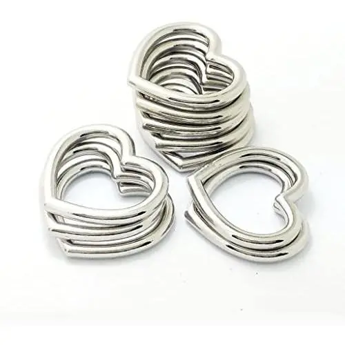Dovewill 10 Pieces Heart Shape Metal Craft Ring Buckle for Belts Bags Strap Shoes Silver