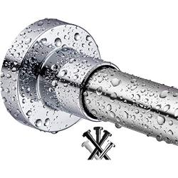 BRIOFOX Shower Curtain Rods 42-72 Inches, Rust Free + Non-Fall Down, 304 Stainless Steel, Super Large Non-Slip Plate Spring Shower Rod, Use in Bathroom, Kitchen, Home, Never Collapse, No Drilling