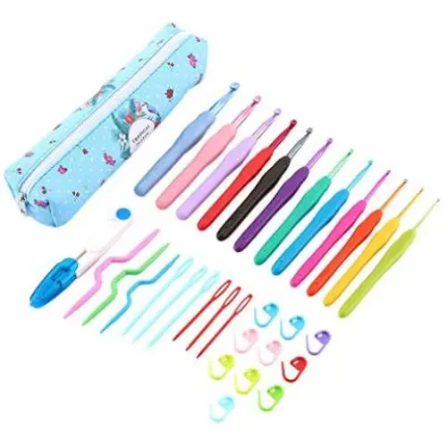 Crochet Hook Set Ergonomic ,Soft Handle Needles for Crocheting 12pcs Yarn Knitting kit with Case ,Coloured 2mm(B)-8mm(L) hooks for arthritic hand Best Gift for Women Crochet Hook Set Ergonomic ,Soft Handle Needles for Crocheting 12pcs Yarn Knitting kit with Case ,Coloured 2mm(B)-8mm(L) hooks for arthritic hand Best Gift for Women