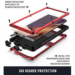 Compatible with Samsung Galaxy Note 20 Metal Case,Military Grade Drop Tested Heavy Duty Full Body Protective with Screen Protector Built-in Shockproof Dustproof Case(Note20 Red)