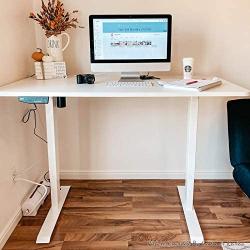 Flexispot Electric Stand Up Desk Workstation with Desktop 42 x 24 Inches Whole-Piece Desk Ergonomic Memory Controller Standing Desk Height Adjustable (White Frame + 42'' White Top)