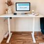 Flexispot Electric Stand Up Desk Workstation with Desktop 42 x 24 Inches Whole-Piece Desk Ergonomic Memory Controller Standing Desk Height Adjustable (White Frame + 42'' White Top)