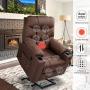 oneinmil Power Lift Chair Electric Recliner for Elderly,Massage Sofa Chairs with Side Pocket and Cup Holders, Remote Control,USB Ports, Brown