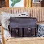 Polare 17'' Mens Full Grain Leather Laptop Briefcase Business Messenger Bag Satchel With YKK Metal Zippers