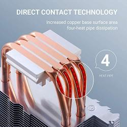 ABKONCORE LED CPU Cooler White CT407W with 92mm PWM Silent Fan, 4 Continuous Direct Contact Heatpipes, Rainbow Spectrum LED CPU Fan for LGA1151/1200, AM4/Ryzen