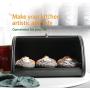 X458 Black Metal Bread Box/Bin/kitchen Storage Containers with Roll Top Lid (Black)
