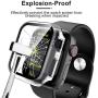 Tauri 2 Pack Hard Case Compatible for Apple Watch Series 3 2 1 38mm Built in 9H Tempered Glass Screen Protector Slim Bumper Touch Sensitive Full Protective Cover Compatible for iWatch 38mm - Clear