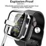 Tauri 2 Pack Hard Case Compatible for Apple Watch Series 3 2 1 38mm Built in 9H Tempered Glass Screen Protector Slim Bumper Touch Sensitive Full Protective Cover Compatible for iWatch 38mm - Clear