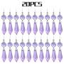 20 Pieces Chandelier Icicle Crystal U-Drop Prisms Lamp Parts Glass Pendants Beads for Wedding, Party or Holiday Decoration, 37mm, Purple