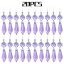 20 Pieces Chandelier Icicle Crystal U-Drop Prisms Lamp Parts Glass Pendants Beads for Wedding, Party or Holiday Decoration, 37mm, Purple