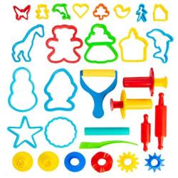 KIDDY DOUGH Tool Kit for Kids - Party Pack w/ Animal Shapes - Includes 24 Colorful Cutters, Molds, Rollers & Play Accessories for Air Dry Clay & Dough