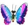 Exhart WindyWing PurpButterfly Metal Garden Stake with Fluttering Glass Wings & Acrylic Beads - Butterfly Metal Stake in Glass & Metal- Cute Butterfly Decorations for the Garden, Yard & Patio, 6 x 30”