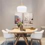 Karmiqi Modern Pendant Light, Bulb Included, Wood Pattern Ceiling Light Fixtures with Metal Shade, Hanging Light for Kitchen, Dining Room, Living Rooms, Hallway(White)
