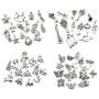 300 Pieces Wholesale Bulk Lots Jewelry Making Charms Mixed Smooth Tibetan Silver Metal Charms Pendants DIY for Necklace Bracelet Jewelry Making and Crafting