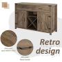 HOMCOM Wooden Farmhouse Sideboard Storage Buffet Cabinet with 2 Large Drawers, X-Shaped Wine Rack, and Cabinets, Grey