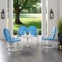 Crosley Furniture Griffith 4-Piece Metal Outdoor Conversation Set with Table, Loveseat, and 2 Chairs - Sky Blue