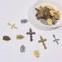 SUNNYCLUE 40PCS 4 Color Tibetan Style Rosary Cross and Center Miraculous Medal with Alloy Cross Pendants and Oval Chandelier Links for Rosary Beads Necklace Making