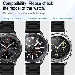 HATALKIN Compatible with Samsung Galaxy Watch 3 Band Bands 45mm Accessories Stainless Steel Metal Replacement Strap for Galaxy Watch3 45mm/Galaxy Watch 46mm/Gear S3 Frontier Men Women(Black)