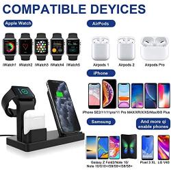 Wireless Charger, 3 in 1,Fast Charging Station Qi-Certified 10W Max for Apple iWatch Series 5/4/3/2/1,AirPods, Compatible with iPhone 11 Series/SE (2020)/XS MAX/XR/XS/X/8/8 Plus/Samsung