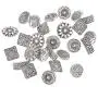 EORTA 50 Pieces Antique Metal Buttons with Shank Round/Square/Flower Shaped Decorative Button for Sewing, Crafting, Scrapbooking, Jeans, Coats, Antique Silver