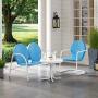 Crosley Furniture Griffith 3-Piece Metal Outdoor Conversation Set with Table, Loveseat, and Chair - Sky Blue