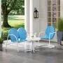 Crosley Furniture Griffith 3-Piece Metal Outdoor Conversation Set with Table, Loveseat, and Chair - Sky Blue Crosley Furniture Griffith 3-Piece Metal Outdoor Conversation Set with Table, Loveseat, and Chair - Sky Blue