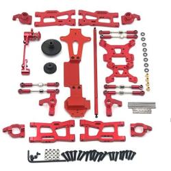 SONPP 144001,Metal Swing Arm Steering Cup Shock Tower Upgrade Accessories Kit for 144001 1/14 Parts Accessories,Red