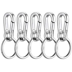 KINGFOREST 5PCS Metal Carabiner Keychain Key Clip Key Ring Key Chain Ring Holder Organizer for Car Key Finder