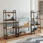 IRONCK Industrial Bookshelf 4-Tier, Bookcase 60'' H Ladder Shelf, Storage Shelves Rack Shelf Unit, Accent Furniture Metal Frame, Home Office Furniture for Bathroom, Living Room, Vintage Brown
