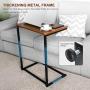 Homemaxs C Table Sofa Side Table, End Snack Table with Wood Finish and Metal Frame, Couch Tables That Slide Under for Living Room and Small Spaces-Easy Assembly