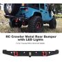 Tbest RC Car Rear Bumper, RC Crawler Metal Rear Bumper with LED Lights for Traxxas TRX4 SCX10II 90046 Car Part