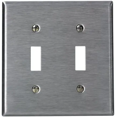 Leviton 84009-40 2-Gang Toggle Device Switch Wallplate, Standard Size, Device Mount, Stainless Steel