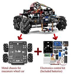 OSOYOO Omni-directinal Mecanum Wheels Robot Car Kit for Arduino Mega2560|Metal Chassis DC Speed Encoder Motor Robotic DIY|STEM Remote Controlled Educational | Mechanical DIY Coding for Teens Adult