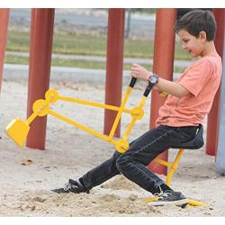 Childrensneeds.com Sand Digger Toy Backhoe for Snow, Sand, Beach, Dirt, A Durable Metal Outdoor Ride-on Excavator Toy for Ages 3 and Up (Yellow)