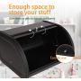 X458 Black Metal Bread Box/Bin/kitchen Storage Containers with Roll Top Lid (Black)