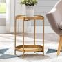 Gold Round End Side Table,Metal Tray Accent Table,Modern Bedside Table for Small Spaces