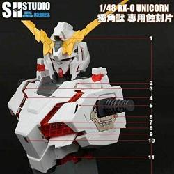 Modify Metal Parts Armor Upgrade, Detail Etching Fits Bandai Hobby 1/48 MEGA Size RX-0 Unicorn Gundam