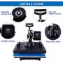 12X15 Inch Heat Press Machine for Shirt Combo 5-in-1 Digital Heat Press Machine Transfer Sublimation Swing Away Power Pressing Machine for Hat/Mug/Plate/Cap/T-Shirt Heat Press (Black)