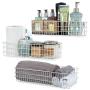 Wall35 Kansas Wall Mounted White Bookshelf for Kids Room Decor, Metal Wire Storage Basket Set of 6 (Varying Sizes)