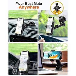 VANMASS Car Phone Mount, Universal Cell Phone Holder for Car Dashboard, Windshield, Air Vent with One-Click Release Button, Compatible with iPhone, Samsung, Google, LG, HTC & More Smartphone