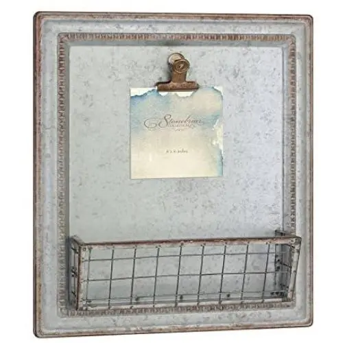 Stonebriar Beach House Galvanized Metal Wall Decor with Basket, Grey Stonebriar Beach House Galvanized Metal Wall Decor with Basket, Grey