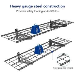 FLEXIMOUNTS 1 x 4 Black 2-Pack 1x4ft 12-inch-by-48-inch Wall Shelf Garage Storage Rack, 1x4 ft