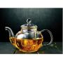 Suns Tea 32oz (950 ml) Ultra Clear | Lead-free | No Metal or Plastic Parts | Borosilicate Glass Teapot & See-thru Glass Infuser - For Loose Tea, Bagged and Flowering Teas