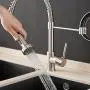 OWOFAN Kitchen Faucets Low Lead Commercial Solid Brass Single Handle Single Lever Pull Down Sprayer Spring Kitchen Sink Faucet, Brushed Nickel OWOFAN Kitchen Faucets Low Lead Commercial Solid Brass Single Handle Single Lever Pull Down Sprayer Spring Kitchen Sink Faucet, Brushed Nickel