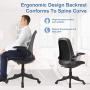 Mid-Back Ergonomic Home Office Chair,Komene Adjustable Mesh Computer Chair Thickened Seat Desk Chair with Lumbar Support and Flip-up Armrest Task Chair, Hold on 300lbs