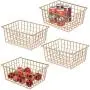 Metal Wire Storage Basket iSPECLE Freezer Baskets Storage Organizer Bins with Handles for Kitchen, Pantry, Closet, Laundry Room, Cabinets, Garage 4 Pack Rose Gold Metal Wire Storage Basket iSPECLE Freezer Baskets Storage Organizer Bins with Handles for Kitchen, Pantry, Closet, Laundry Room, Cabinets, Garage 4 Pack Rose Gold