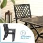 PHI VILLA Outdoor Patio Dining Set of 7 with Metal 60''x38'' Rectangular Dining Table and Bistro Chairs - Black