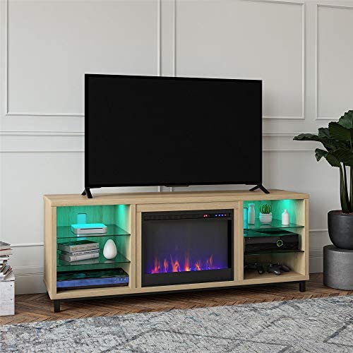 Ameriwood Home Lumina Fireplace TV Stand for TVs up to 70'' (Blonde Oak)